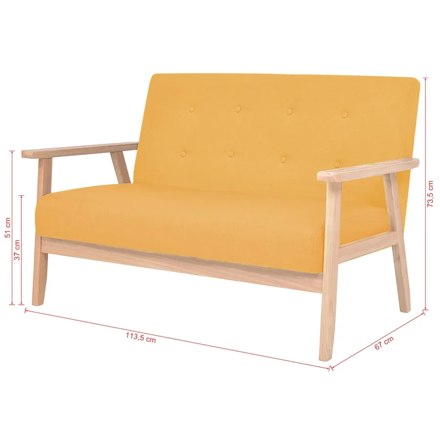 Ensemble de canapé 2 pcs Tissu jaune - 9