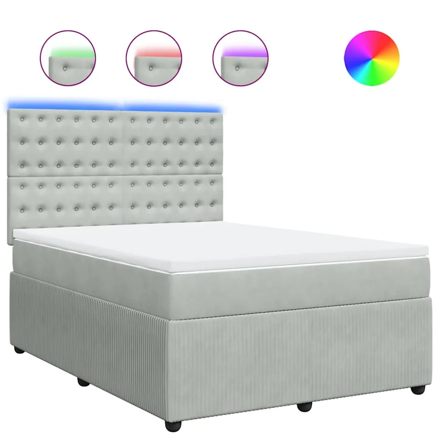 Sommier à lattes de lit et matelas Gris clair 140x190cm Velours - 2