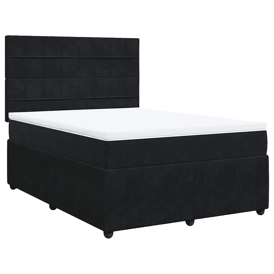 Sommier à lattes de lit avec matelas Noir 140x190 cm Velours - 2