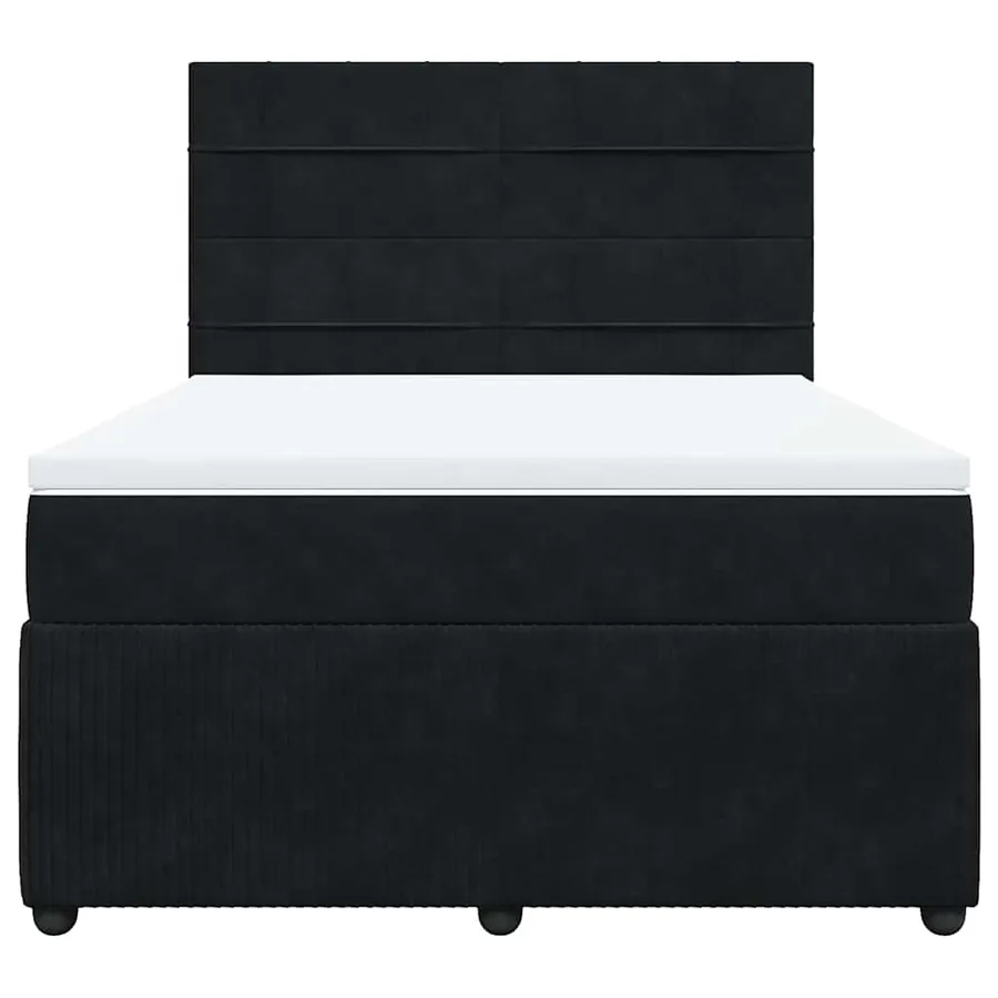 Sommier à lattes de lit avec matelas Noir 140x190 cm Velours - 4