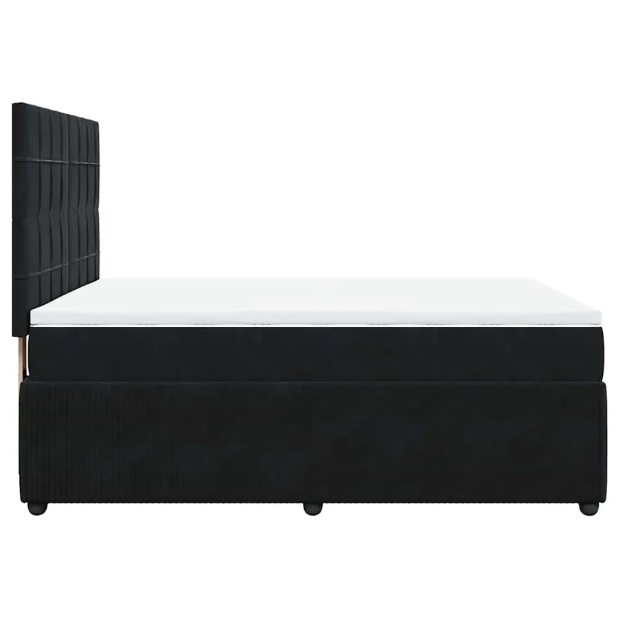 Sommier à lattes de lit avec matelas Noir 140x190 cm Velours - 5