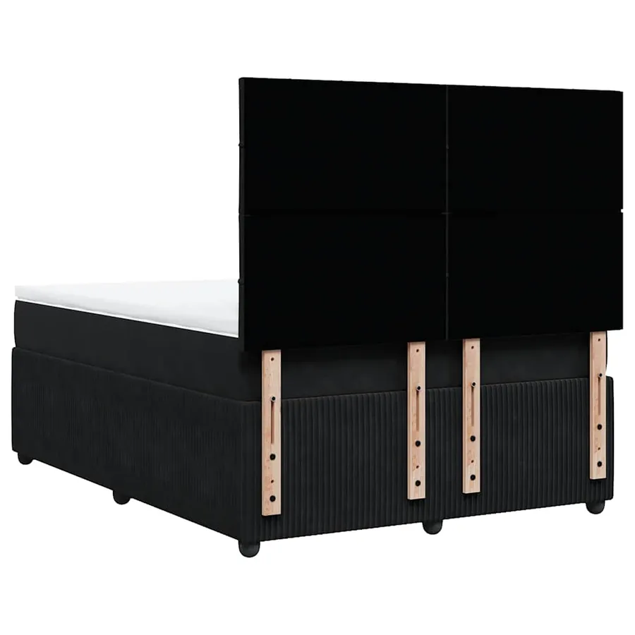 Sommier à lattes de lit avec matelas Noir 140x190 cm Velours - 6