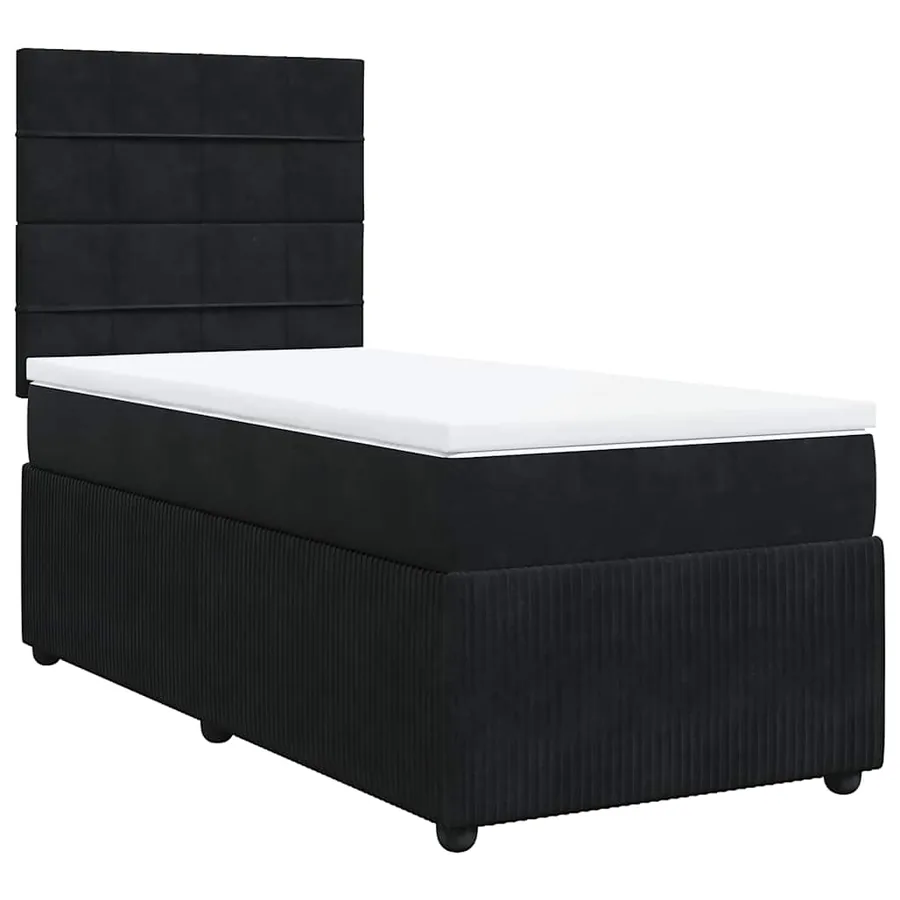 Sommier à lattes de lit avec matelas Noir 90x200 cm Velours - 3