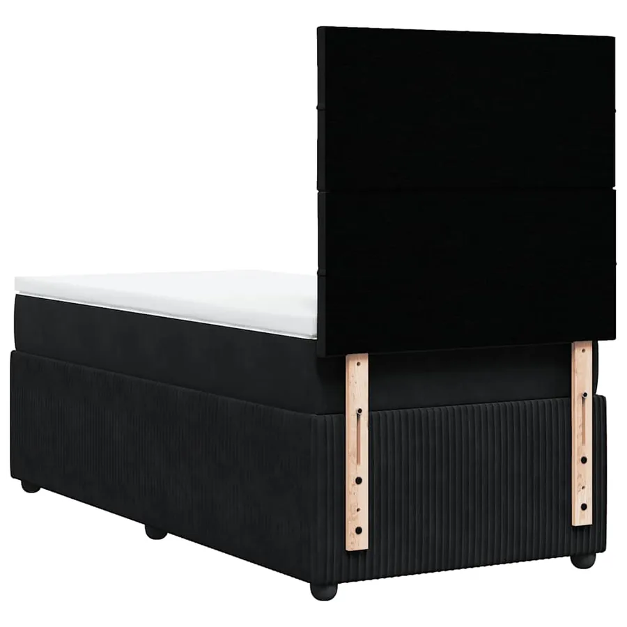Sommier à lattes de lit avec matelas Noir 90x200 cm Velours - 8