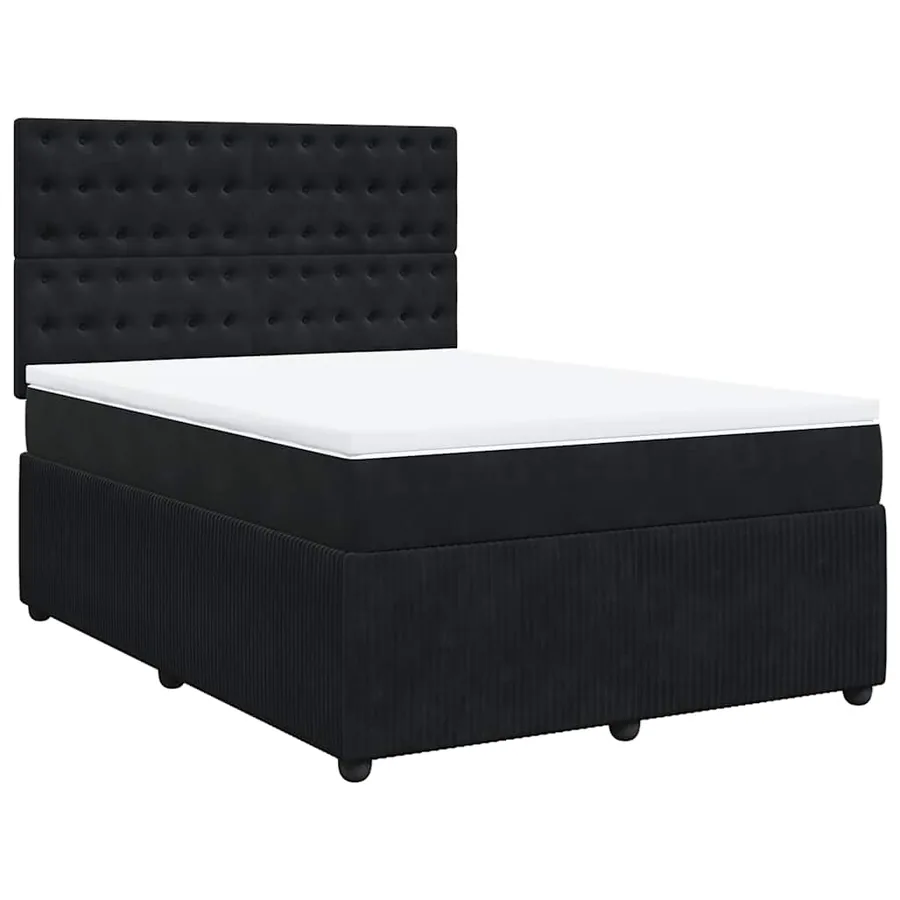 Sommier à lattes de lit avec matelas Noir 140x190 cm Velours - 2