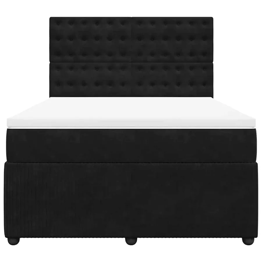 Sommier à lattes de lit avec matelas Noir 140x190 cm Velours - 4
