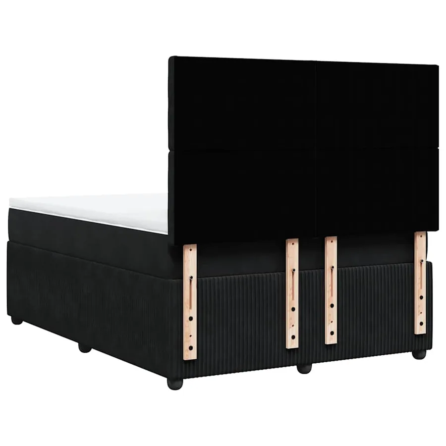 Sommier à lattes de lit avec matelas Noir 140x190 cm Velours - 6