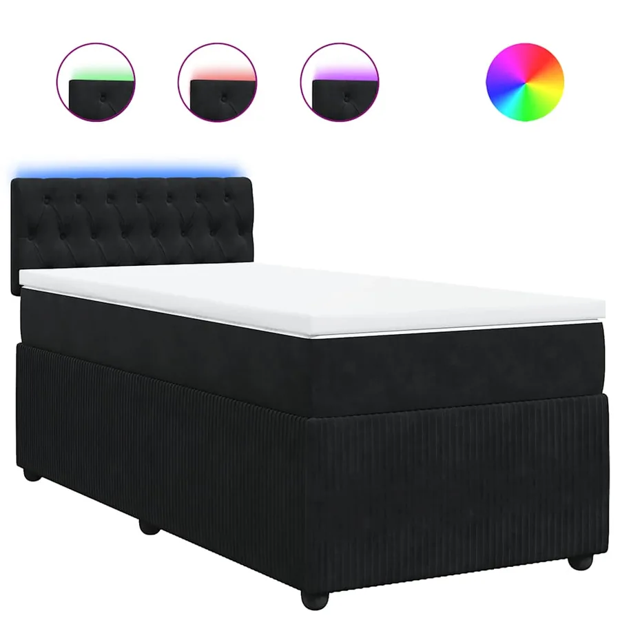 Sommier à lattes de lit avec matelas Noir 90x200 cm Velours - 2