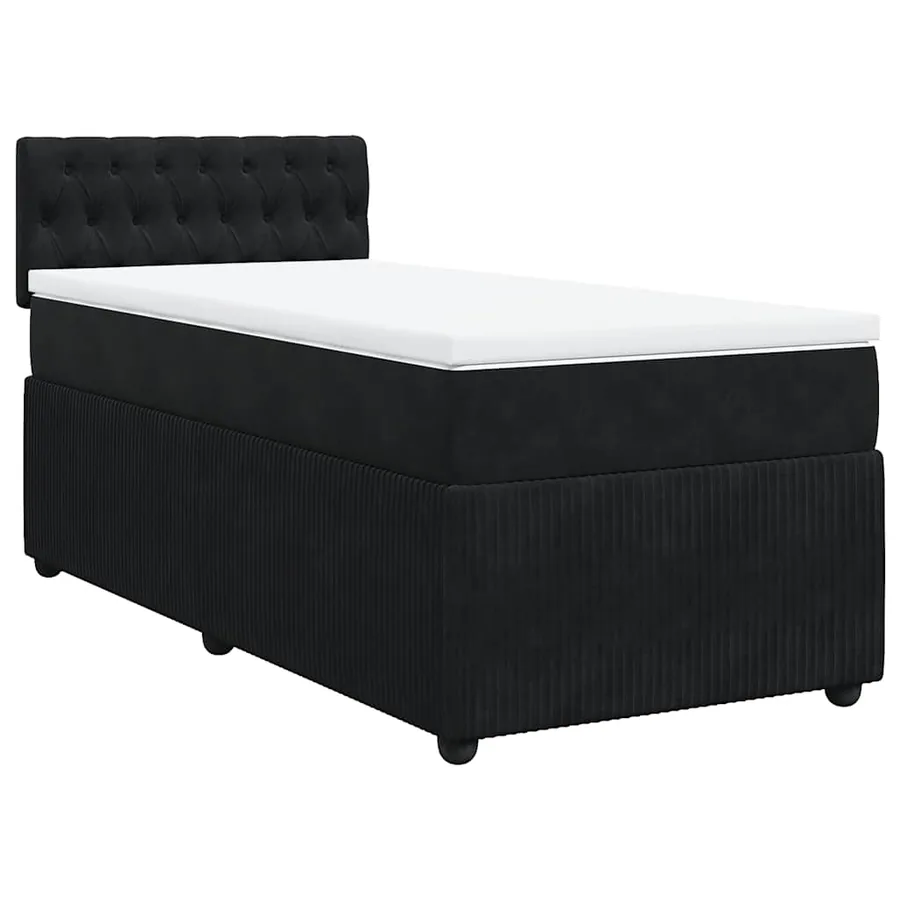 Sommier à lattes de lit avec matelas Noir 90x200 cm Velours - 3