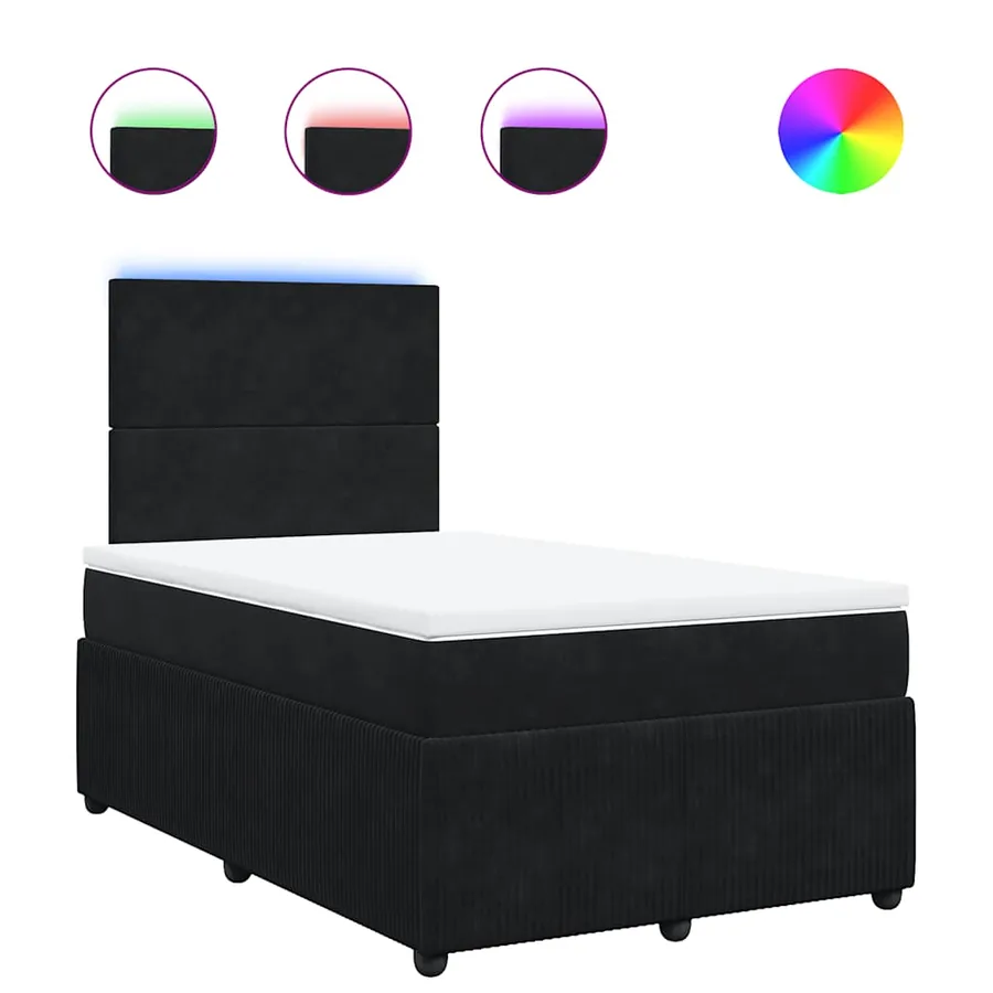 Sommier à lattes de lit avec matelas Noir 120x200 cm Velours - 2