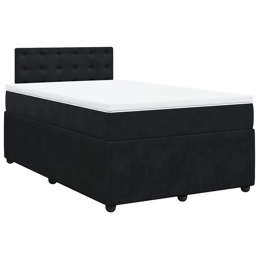 Sommier à lattes de lit avec matelas noir 120x190 cm velours - 3