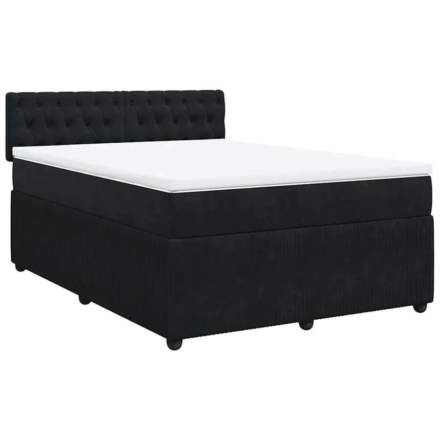 Sommier à lattes de lit avec matelas Noir 140x190 cm Velours - 2
