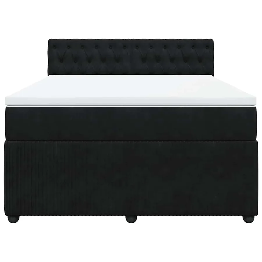 Sommier à lattes de lit avec matelas Noir 140x190 cm Velours - 4