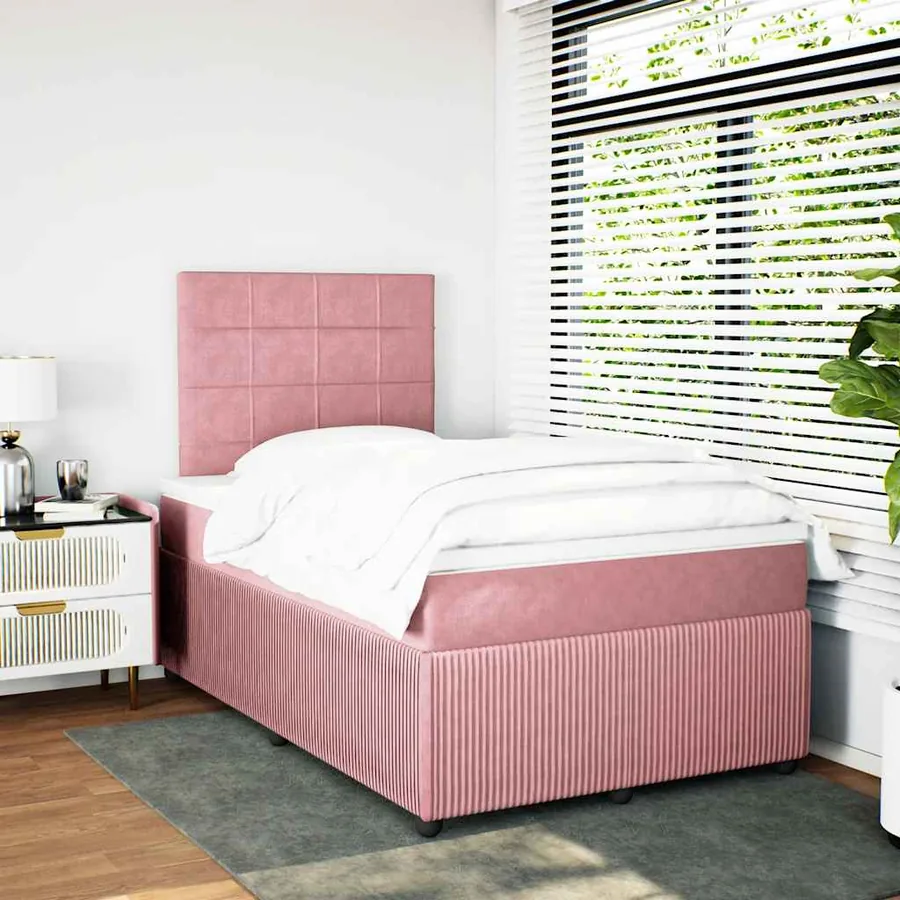 Sommier à lattes de lit avec matelas Rose 120x200 cm Velours - 3