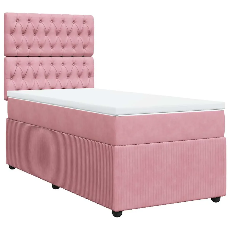 Sommier à lattes de lit avec matelas Rose 90x190 cm Velours - 2