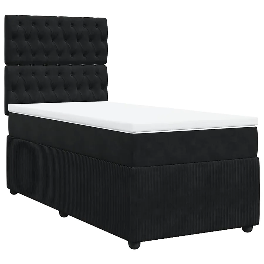 Sommier à lattes de lit avec matelas Noir 90x200 cm Velours - 2