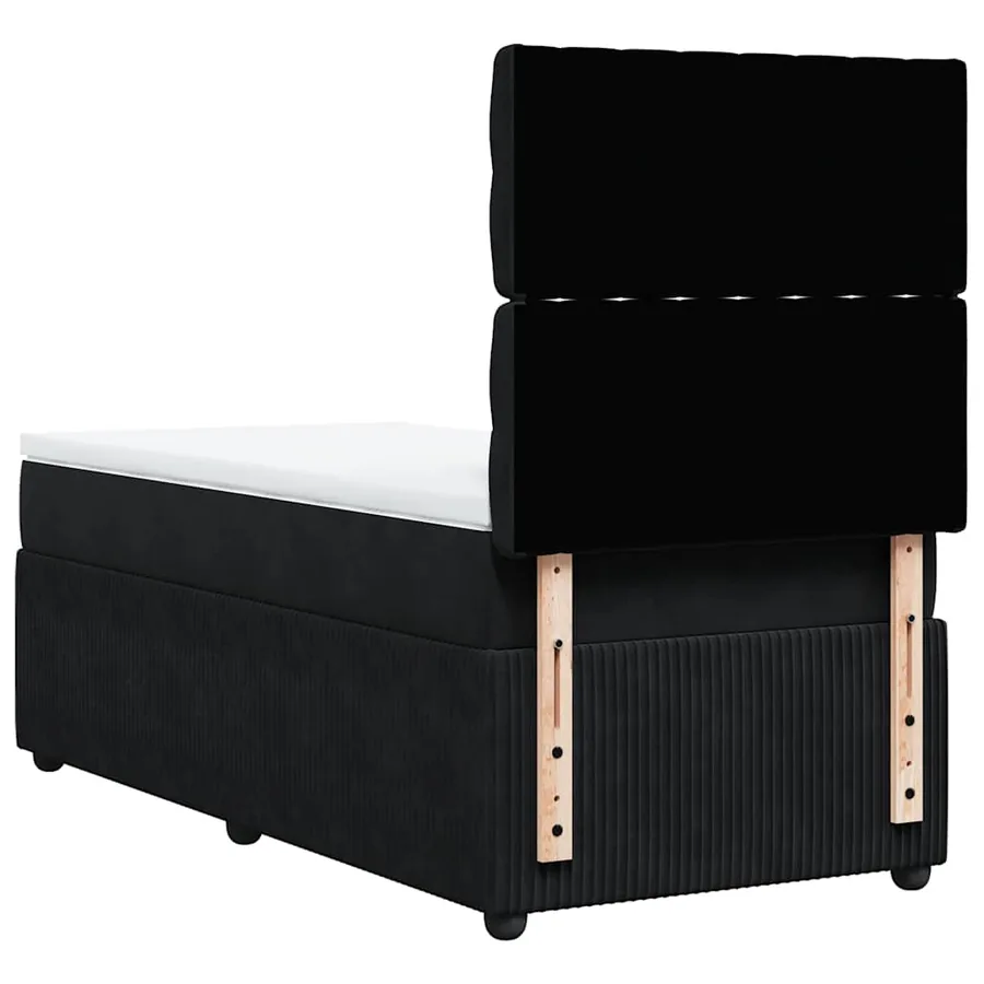 Sommier à lattes de lit avec matelas Noir 90x200 cm Velours - 6