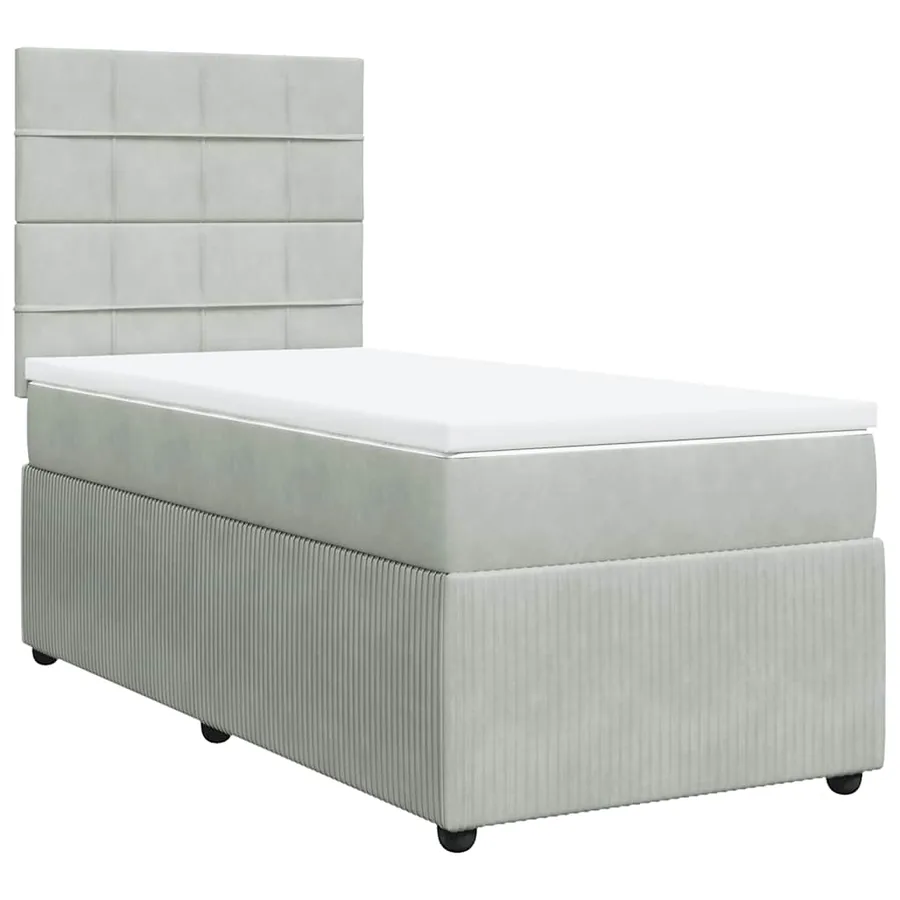 Sommier à lattes de lit et matelas Gris clair 90x200 cm Velours - 2