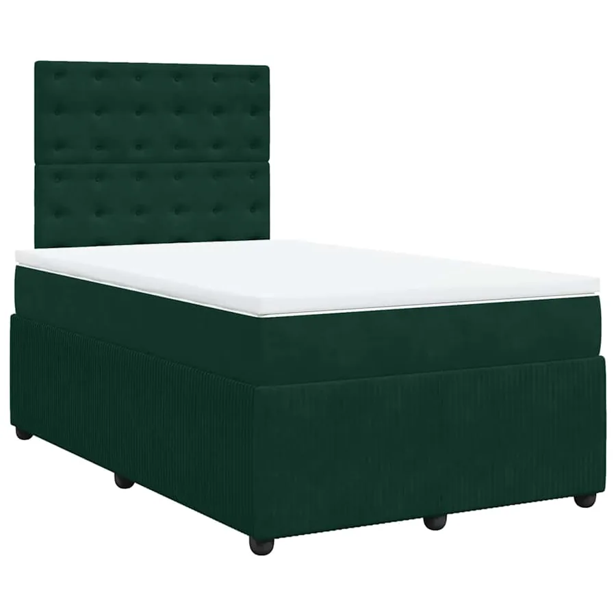 Sommier à lattes de lit avec matelas vert foncé 120x190 cm - 2