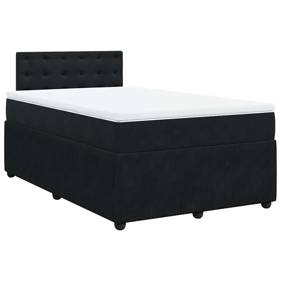 Sommier à lattes de lit avec matelas noir 120x190 cm velours - 2