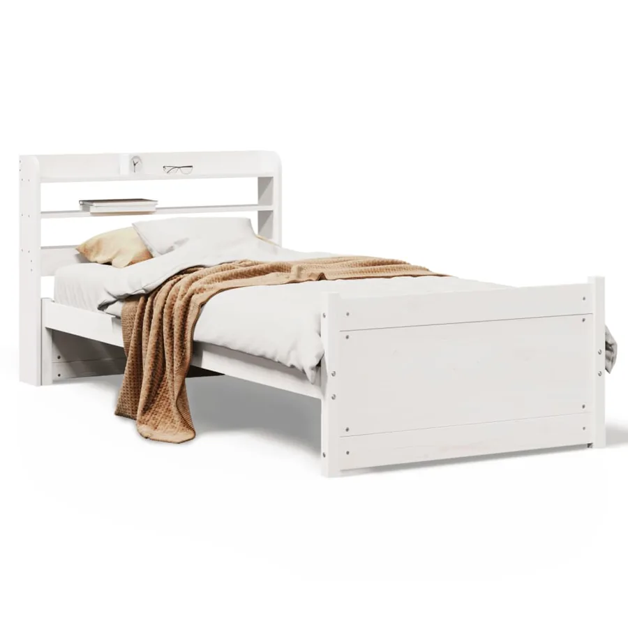 Cadre de lit avec tête de lit sans matelas blanc 100x200 cm - 2