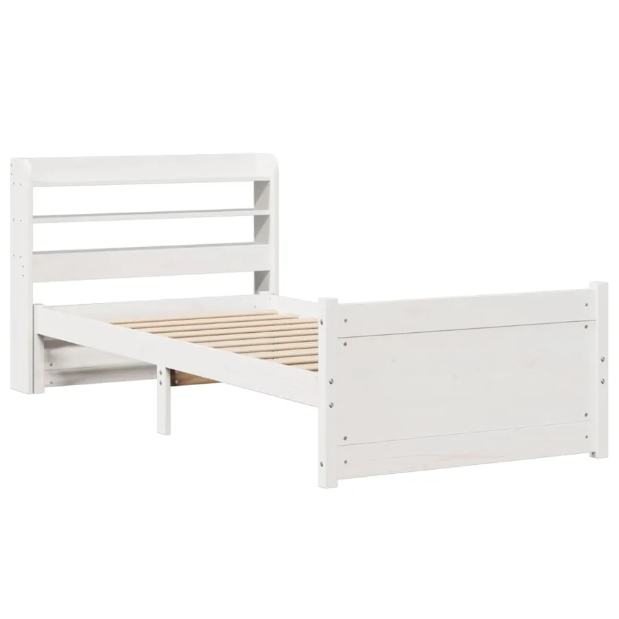 Cadre de lit avec tête de lit sans matelas blanc 100x200 cm - 3