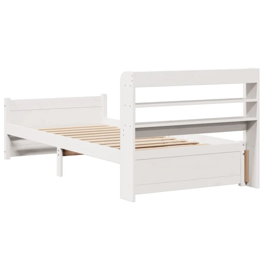 Cadre de lit avec tête de lit sans matelas blanc 100x200 cm - 8