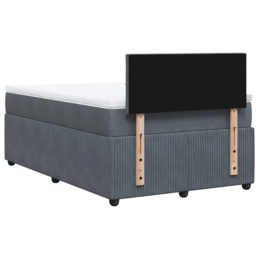 Sommier à lattes de lit et matelas gris foncé 120x190cm velours - 10