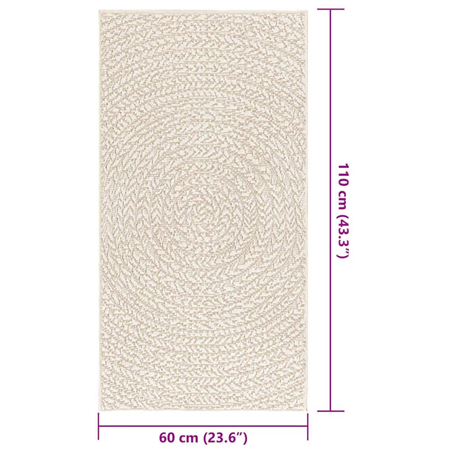 Tapis ZIZUR crème 60x110 cm aspect de jute intérieur extérieur - 9