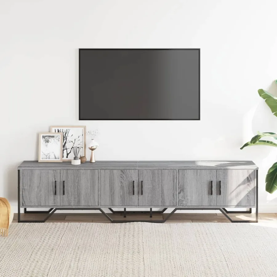 Meuble TV sonoma gris 180x34x41 cm bois d'ingénierie - 3