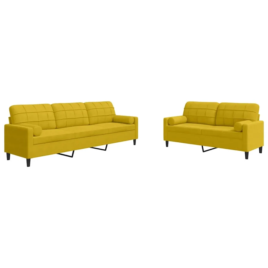 Ensemble de canapés 2 pcs avec coussins et traversins velours - 2