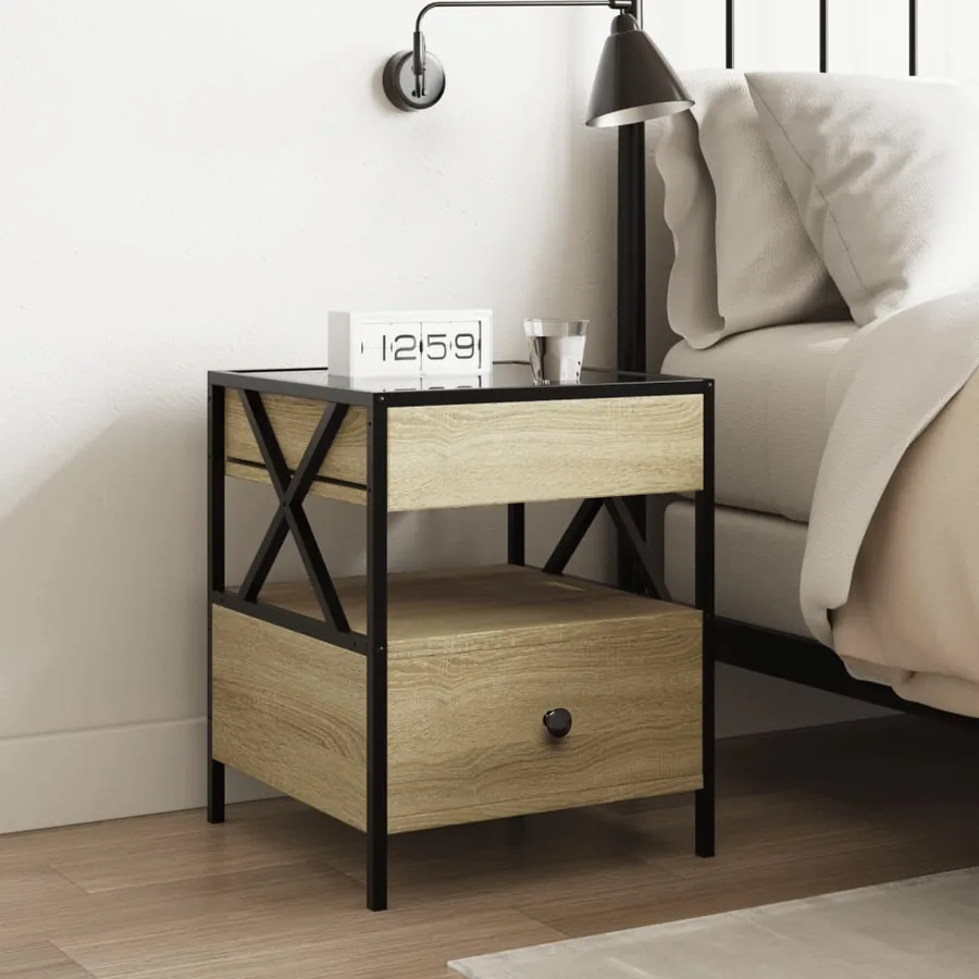 Table de chevet avec LED infini chêne sonoma 40x40x51 cm - 4