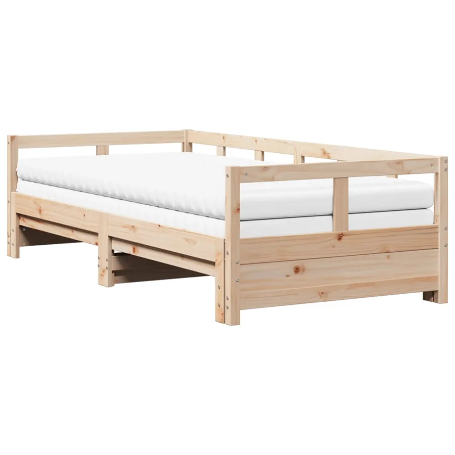 Lit de jour et lit gigogne et matelas 90x190 cm bois pin massif - 2