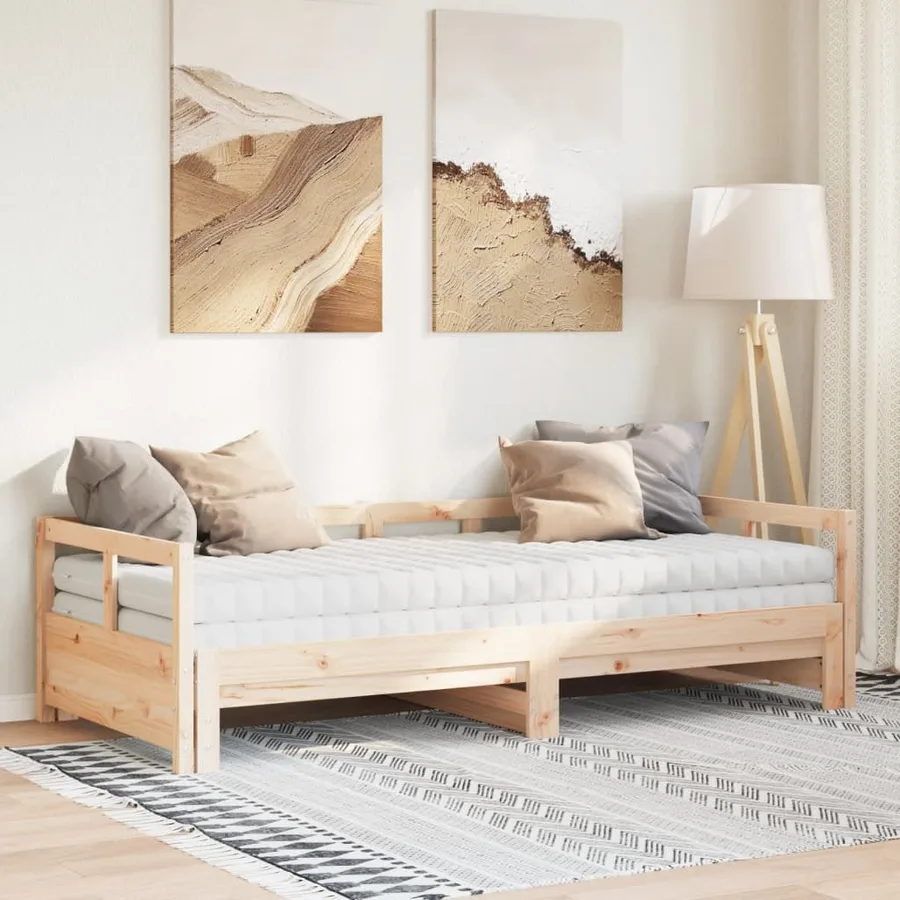 Lit de jour et lit gigogne et matelas 90x190 cm bois pin massif - 3