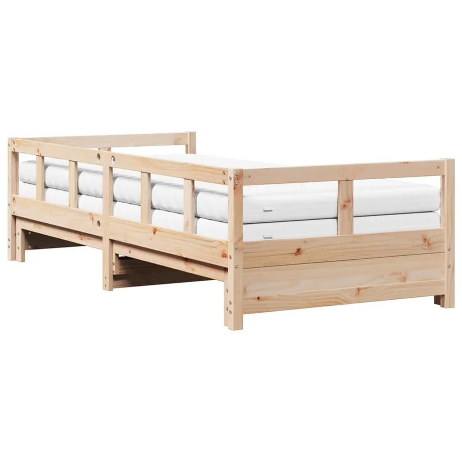 Lit de jour et lit gigogne et matelas 90x190 cm bois pin massif - 6