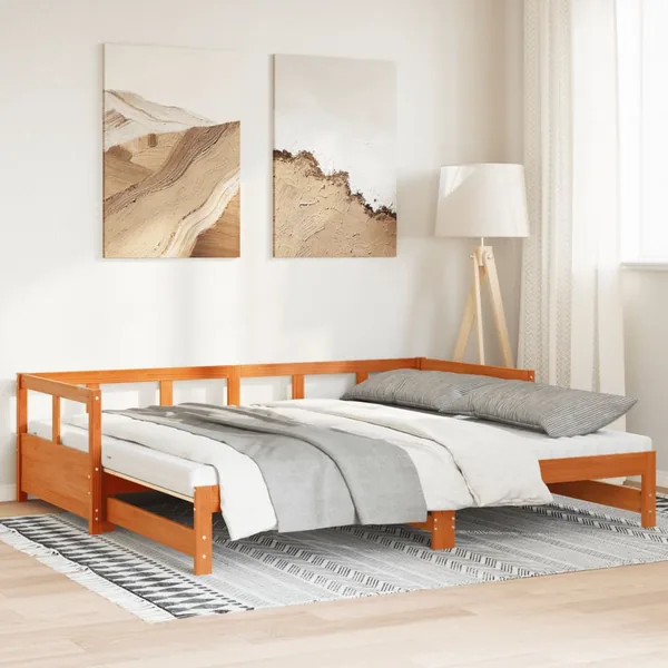 Lit de jour et lit gigogne et matelas 90x190 cm bois pin massif