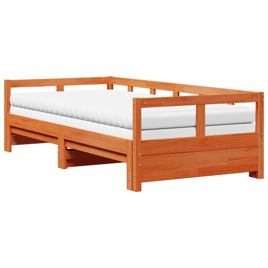 Lit de jour et lit gigogne et matelas 90x190 cm bois pin massif - 2