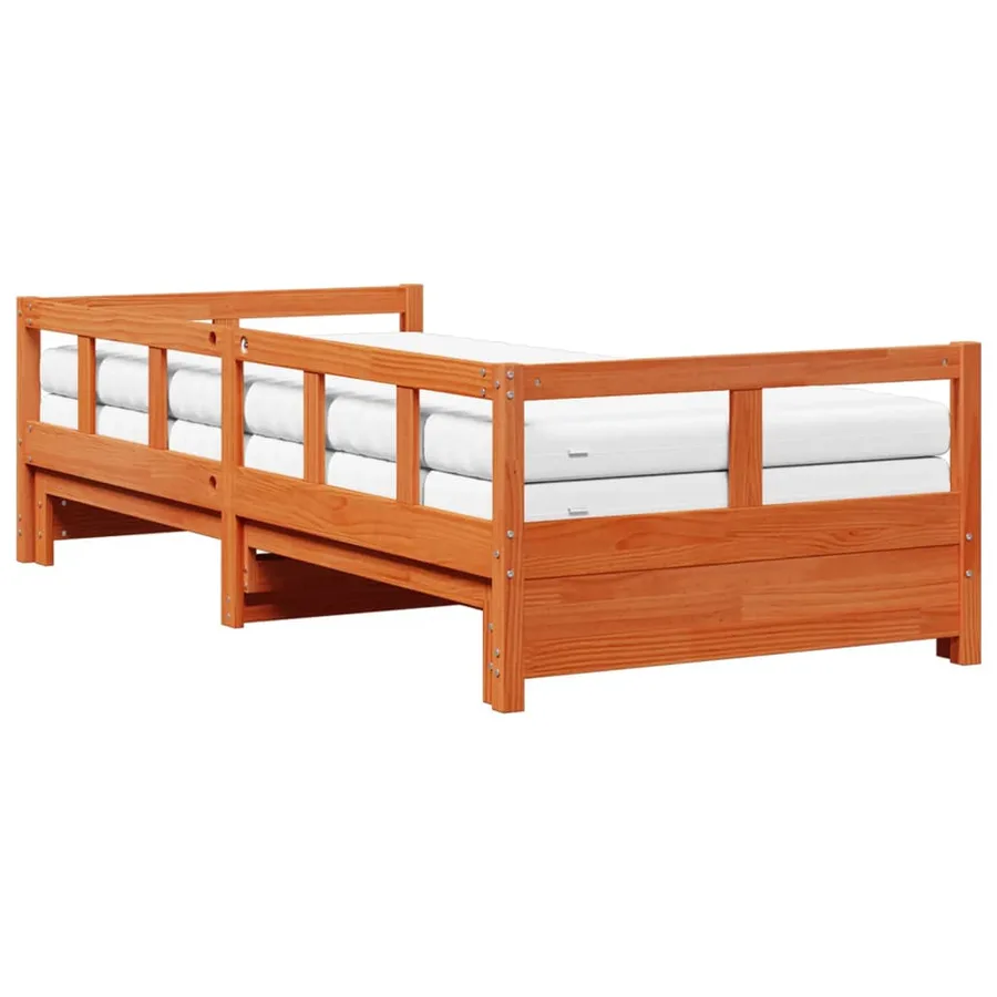 Lit de jour et lit gigogne et matelas 90x190 cm bois pin massif - 6