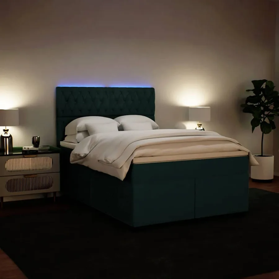 Sommier à lattes de lit et matelas Vert foncé 160x200cm Velours - 5
