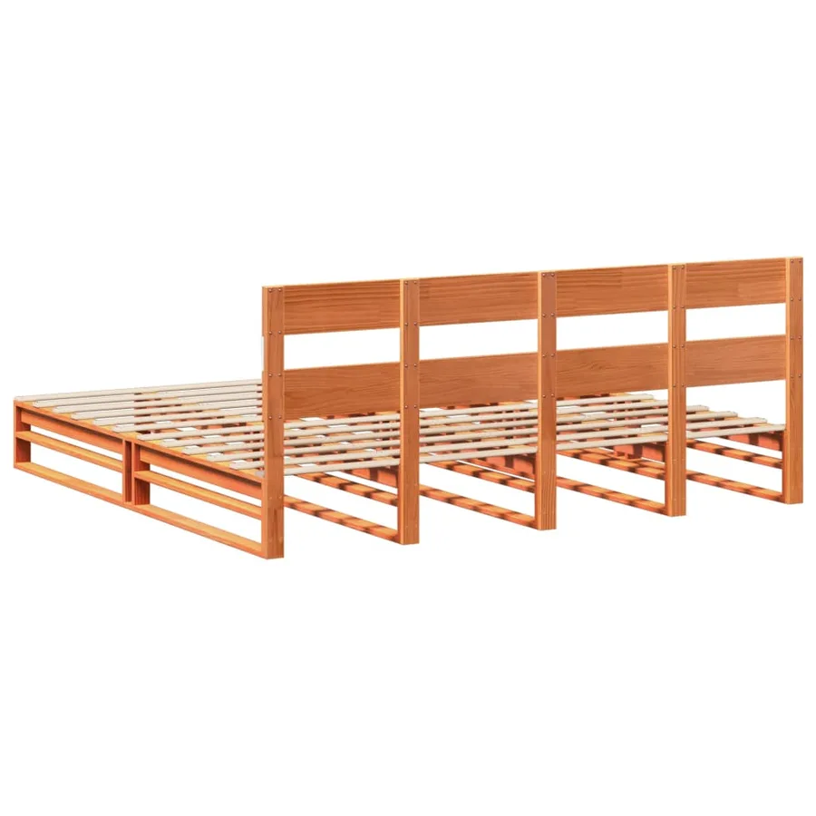 Cadre de lit sans matelas cire marron 200x200cm bois pin massif - 8