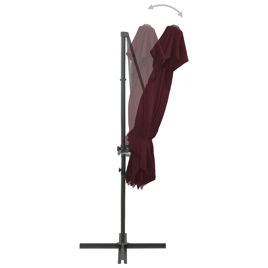Parasol de jardin en porte-à-faux à double toit rouge bordeaux - 5
