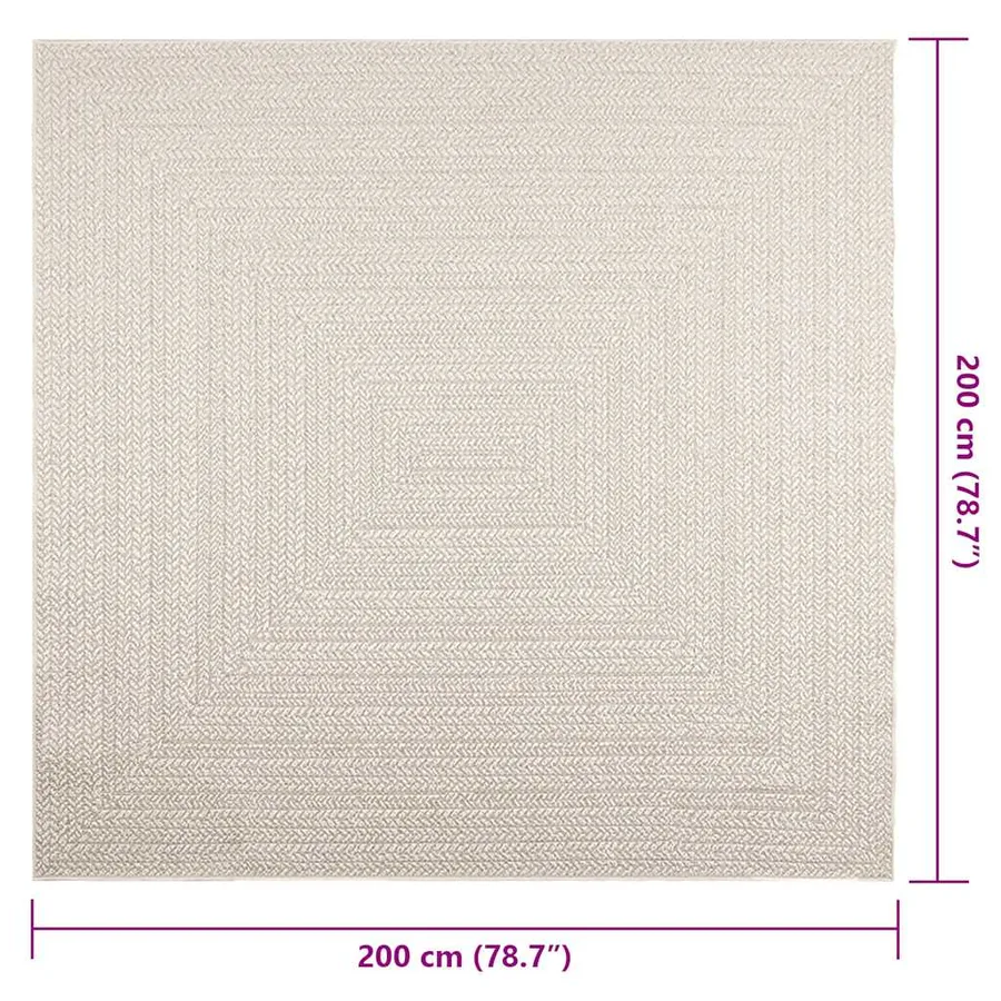 Tapis ZIZUR crème 200x200 cm aspect de jute intérieur extérieur - 9