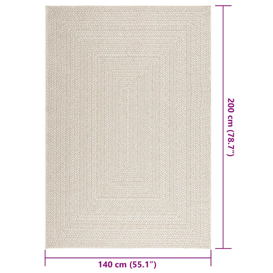 Tapis ZIZUR crème 140x200 cm aspect de jute intérieur extérieur - 9