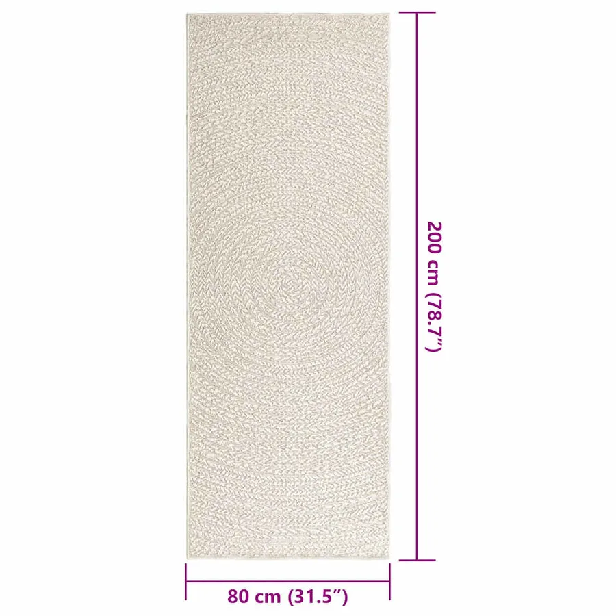Tapis ZIZUR crème 80x200 cm aspect de jute intérieur extérieur - 9