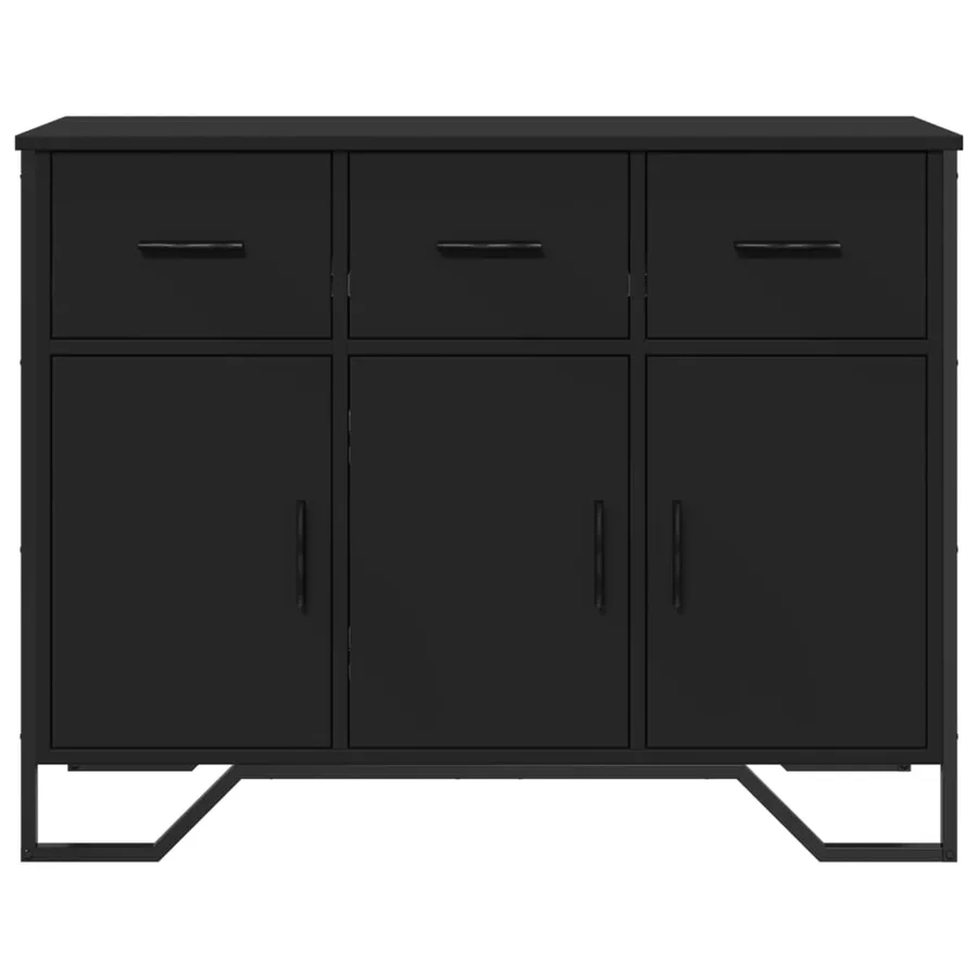 Buffet noir 97x32,5x74,5 cm bois d’ingénierie - 4