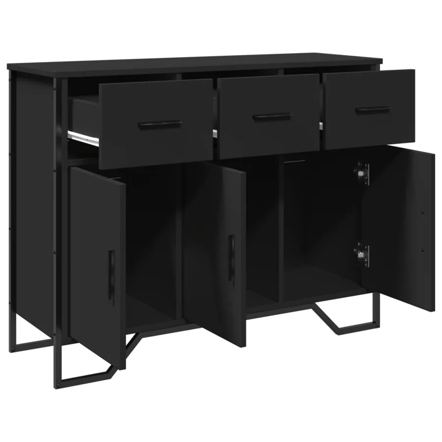 Buffet noir 97x32,5x74,5 cm bois d’ingénierie - 5