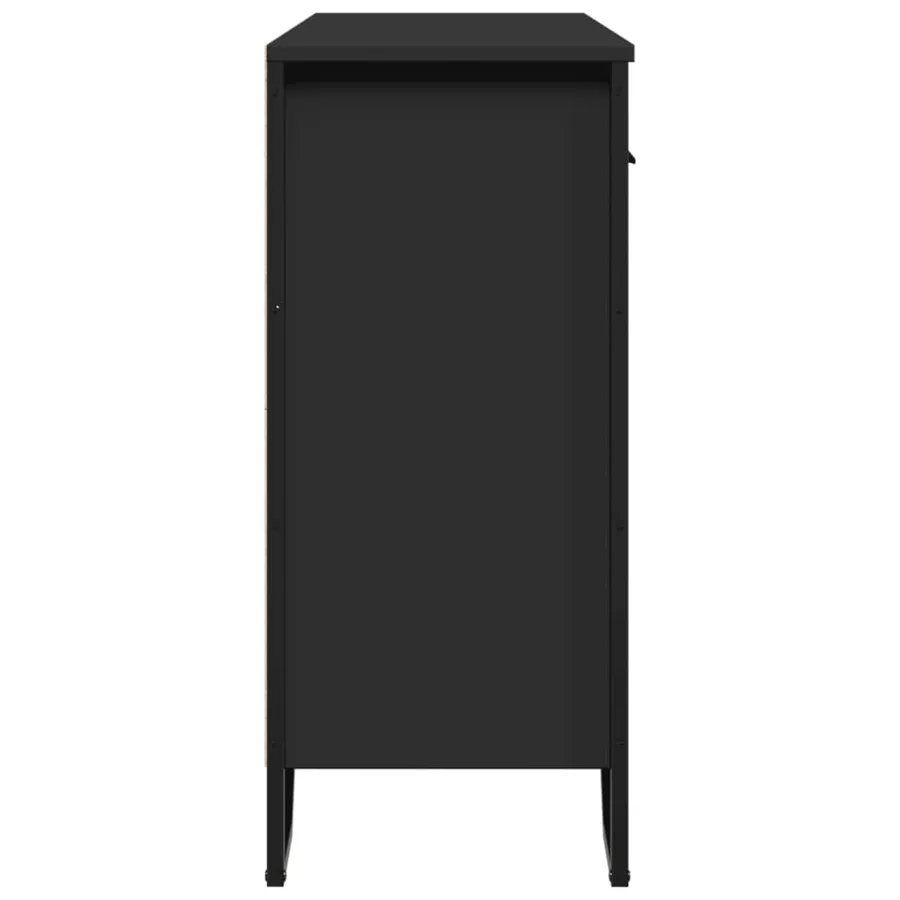 Buffet noir 97x32,5x74,5 cm bois d’ingénierie - 6