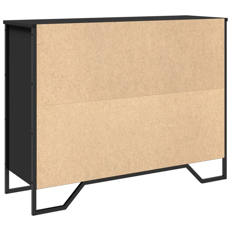 Buffet noir 97x32,5x74,5 cm bois d’ingénierie - 7