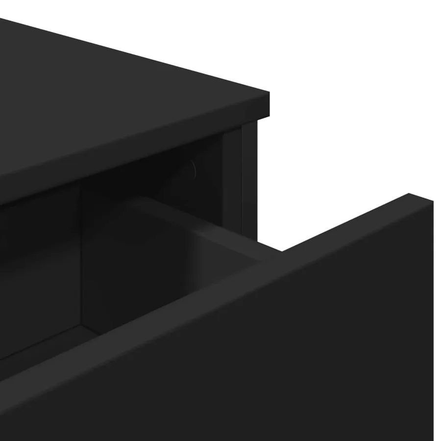 Buffet noir 97x32,5x74,5 cm bois d’ingénierie - 9