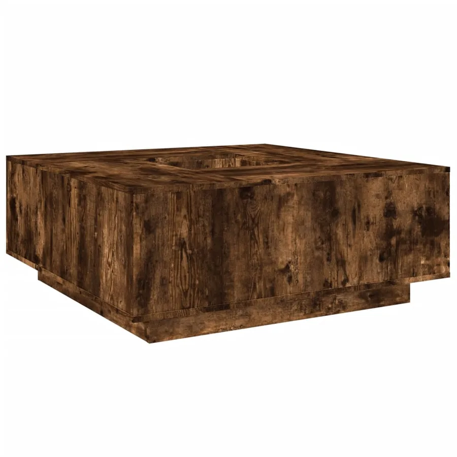 Table basse chêne fumé 100x100x40 cm bois d'ingénierie - 2